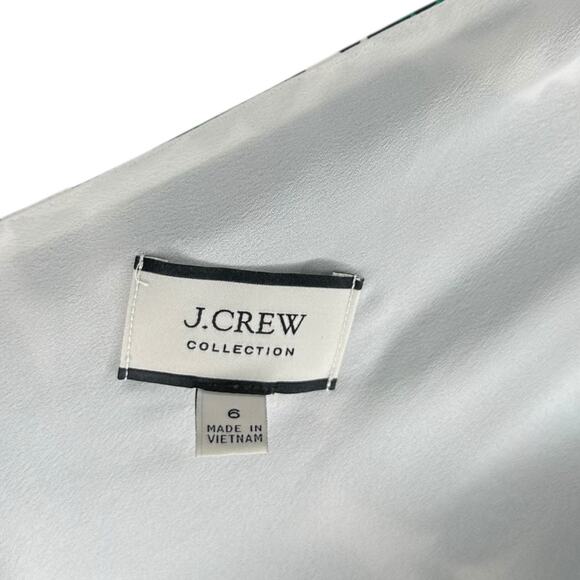 J. CREW Collection One Shoulder Ruffle Trim White Green Blue Floral Print Maxi - Picture 5 of 10